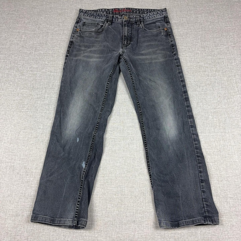 Robert Graham Classic Yates Jeans Mens 31x28 Gray Charcoal Wash Straight Denim